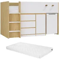 Vente-unique Combinatiebed hout natuurlijk licht 90 x 190 cm