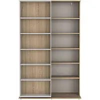 Vente-Unique.nl Uitschuifbare boekenkast PRALI - 18 nissen - Wit en eiken