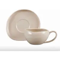 Almina Wave Biscuit - Koffieset - 12-delig - Crème - 220ml - Porselein - Koffiekopjes