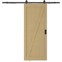 Vente-unique Hangende schuifdeur van hout en mdf met opbouwsysteem - Licht naturel - H205 x L83 cm - BALERMA