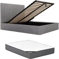 Vente-unique Bed met opbergruimte fluweel grijs 160 x 200 cm