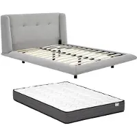 Vente-unique Bedframe stof lichtgrijs 140 x 190 cm