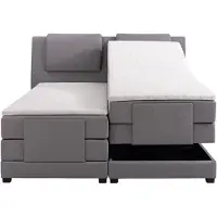 Vente-unique Boxspringbed stof lichtgrijs 2 x 80 x 200 cm
