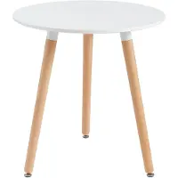 Vente-unique Eettafel met 2 plaatsen in MDF en beukenhout - Wit - ROLENA