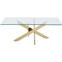 Vente-unique Salontafel van gehard glas en goudkleurig metaal - Transparant - COSIMA