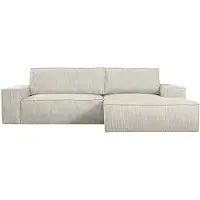 Vente-unique Hoekslaapbank AMELIA van PASCAL MORABITO - Ribfluweel - Beige - Hoek rechts