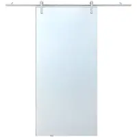 Vente-unique Schuifdeur met opbouwsysteem CLEAVER - H205 x L83 cm - Gehard glas