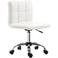 HOMCOM bureaustoel - kunstleer/staal - 51L x 46B x 80-92H cm - wit