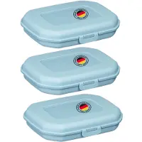 Westmark 3x lunchbox/snackbox, met kliksluiting, hoogte: ca. 3,7 cm, kunststof, Mini, blauw, 235122EB