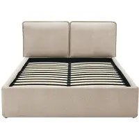 Vente-unique Bed met opbergruimte stof beige 140 x 190 cm