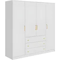 Vente-unique Kast met 4 deuren en 3 lades - L196 cm - Wit - LIZANDRO