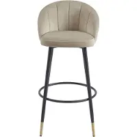 Vente-unique Set van 2 barkrukken in fluweel en metaal - Beige - ELIRAM L 49 cm x H 96 cm x D 58 cm