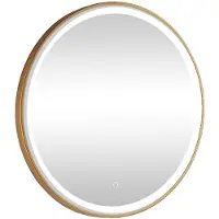 Vente-unique Ronde badkamerspiegel met ledverlichting en goudkleurige lijst – Diameter 80 cm – NUMEA