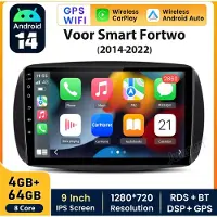 Junsun Andriod 15 Autoradio GPS-Navi Carplay Geschikt voor Mercedes Smart Forfour Fortwo 453 2014-2022 WIFI BT RDS FM Andriod Auto& Mirror Link 4+64GB 8 Core