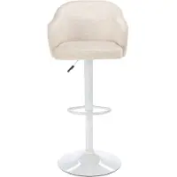 Vente-unique Barkruk van stof en metaal - Aanpasbare hoogte - Crèmewit en wit - CARSTEN L 52 cm x H 113 cm x D 51 cm