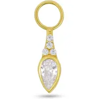 New Bling - 9NBG-O112 - 14K goud – Oorbelhanger - per stuk – Druppelvorm – Zirkonia