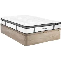 Vente-unique Set 160 x 200 cm bedbodem met opbergruimte lichte houtlook + hybride matras met pocketveren 7 zones en traagschuim 30 cm dik - OLIANE van YSMÉE