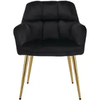Vente-unique Set van 2 stoelen met armleuningen van velours en goudkleurig metaal - Zwart - PEGA van Pascal MORABITO