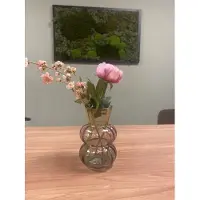 TLF Interieurs Vaas Triobol | Glas | Drie kleuren | groen roze geel | ribbel glas | 13x13x20cm