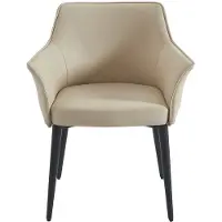 Vente-unique Set van 2 stoelen met armleuningen van kunstleer en zwart metaal - Beige - MIALOV