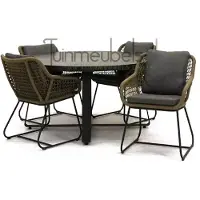 Vita Tuinstoel Portofino olijf groen met braga tafel 140 cm rond