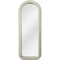 Vente-unique Fluwelen boogvormige spiegel - B. 60 x H. 160 cm - Crème - RISALI