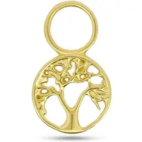New Bling - 9NBG-O134 - 14K goud – Oorbelhanger - per stuk – Cirkel – Tree of Life