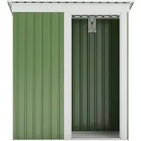 Vente-unique Metalen tuinhuisje in gegalvaniseerd staal in saliegroen - 1,39 m² - BIRON