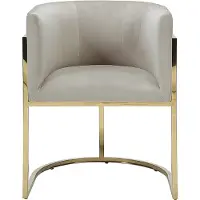 Vente-unique Stoel met armleuningen PERIA - Fluweel en roestvrij staal - Beige & goudkleurig
