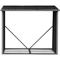 Vente-unique Houtstapelplaats van metaal in gegalvaniseerd staal 1,69 m3 - 2 stère - L182 x P83 x H148 cm - DERWOOD