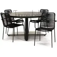 Vita Tuinstoel Luxor zwart met braga tafel 140 cm rond