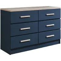 Vente-unique Ladekast met 6 lades - Blauw en houtlook - SKAIDO