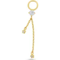 New Bling - 9NBG-O147 - 14K goud – Oorbelhanger - per stuk – 2 Kettingen – Zirkonia