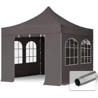 TOOLPORT 3x3 m Easy up partytent, PREMIUM staal 40mm met zijwanden (vensters), donkergrijs