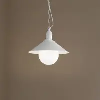 Argon Buiten hanglamp Enduro, wit, staal, glas, IP44, E27 dimbaar, wit / opaal, metaal
