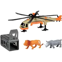 Eddy Toys Speelgoed Helikopter met Kooi - Reddingshelikopter Speelgoed met Licht en Geluid - Dieren Reddingshelikopter met Leeuw en Neushoorn - Safari Speelset voor Kinderen