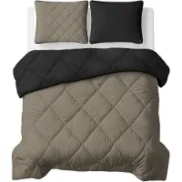 Sleeptime dekbed zonder overtrek incl. kussensloop - Zwart/Taupe - 240x200