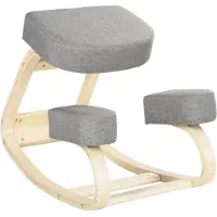 Vinsetto Kniestoel Berkenhout, Polyester 69L x 51B x 58H cm Grijs