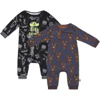 Charlie Choe - 2pack - Navy - Zwart Boxpak - Salopette - Kruippakje - Babypakje - Jumpsuit - Geboortepakje - Romper - Piraten - Tijgers - Maat 62