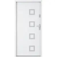 Vente-unique Voordeur in massief staal met accenten in inox - H 207 x B 100 cm - Wit - 55 cm dikte - Draait links open - TIFANA