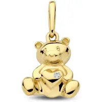 New Bling - 9NBG-0908 - 14K geelgouden Oorknoppen – Hart met Zirkonia – Dames Oorbellen