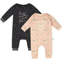 Charlie Choe - 2pack - Navy en Roze Boxpak - Salopette - Kruippakje - Babypakje - Jumpsuit - Geboortepakje - Romper - zwanen - Stippen - Maat 74