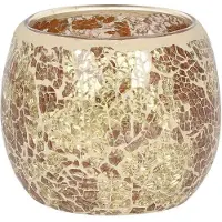 Something Different Theelichthouder Large Round Gold Crackle Multicolours