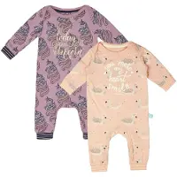 Charlie Choe - 2pack - Roze Boxpak - Salopette - Kruippakje - Babypakje - Jumpsuit - Geboortepakje - Romper - Unicorn - Zwanen - Maat 68