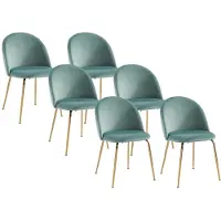 Vente-unique Set van 6 stoelen - Fluweel en goudmetaal - Saliegroen MELBOURNE