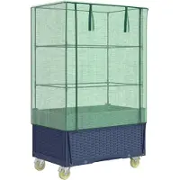 vidaXL Plantenbak verhoogd met hoes en wielen 80x50x182 cm rattanlook