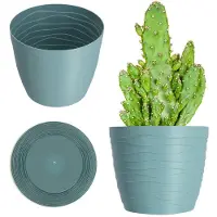 Kadax Bloempot van kunststof, diameter 11-19 cm, 7 kleuren, eenvoudige plantenpot, moderne plantenbak, robuuste bloempotbescherming, ronde pot, diameter 15 cm, pepermunt
