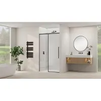 Van Rijn Products ST09300 Schuifdeur Met Helder Glas 160cm - Zwart - Veiligheidsglas - Douche, Douchedeuren - 8720297317163