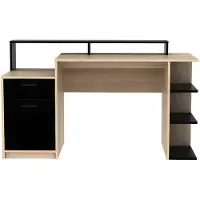 Vente-unique Bureau met opbergruimte ZACHARIE - Eiken en zwart
