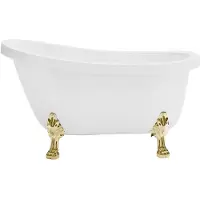 Vente-unique Vrijstaand retro bad met gouden leeuwenpoten - 200 L - 145 x 74 x 77 cm - Wit - NISOS II